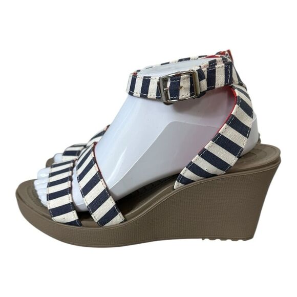 Striped Wedge Sandals - Picture 4 of 9